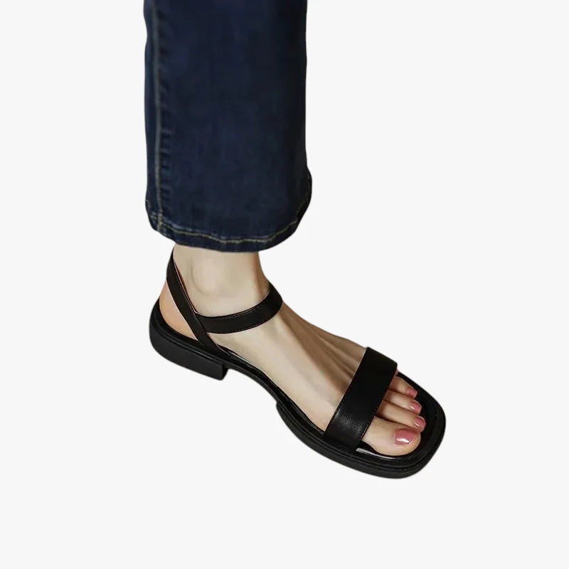 Dame Flade Sandaler med Lav Hæl og Rem