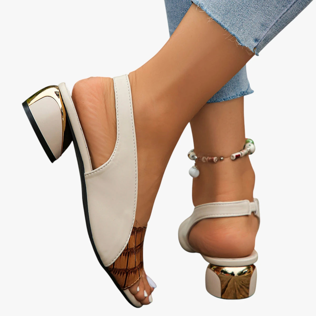 Dame Elegante Sandaler med Blokhæl og Rem