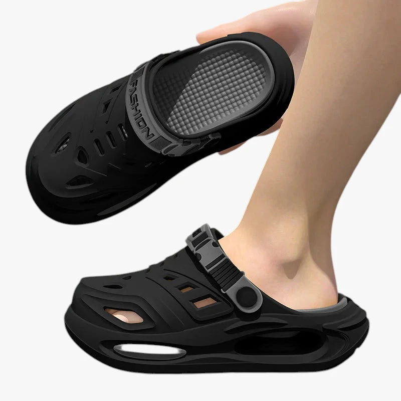 Herre Lette Træsko med Svangstøtte og Velcro