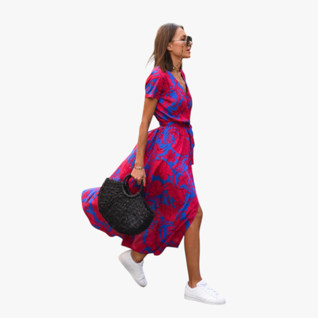 Dame Sommer Midi Smock Kjole med Slids