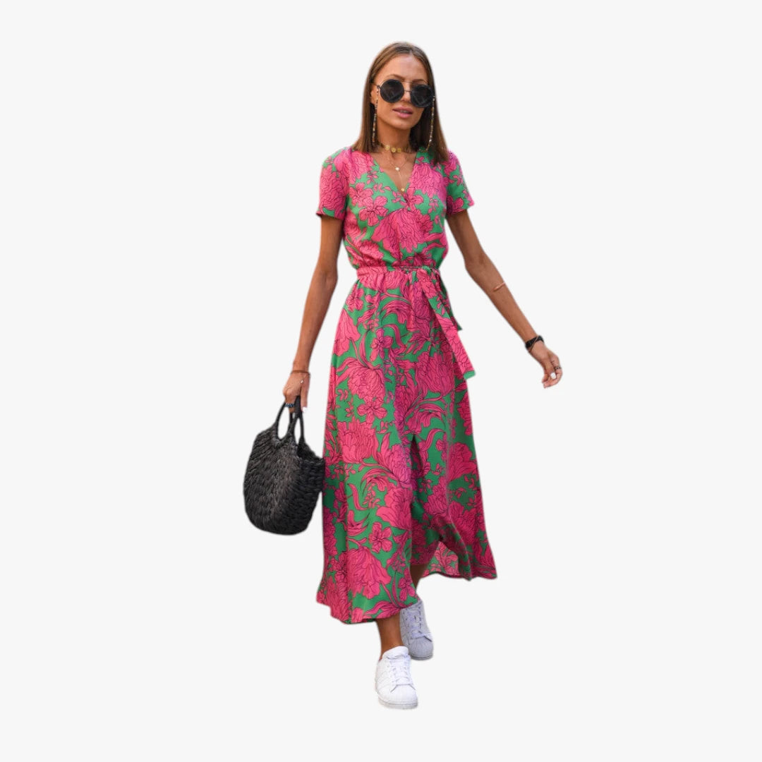 Dame Sommer Midi Smock Kjole med Slids