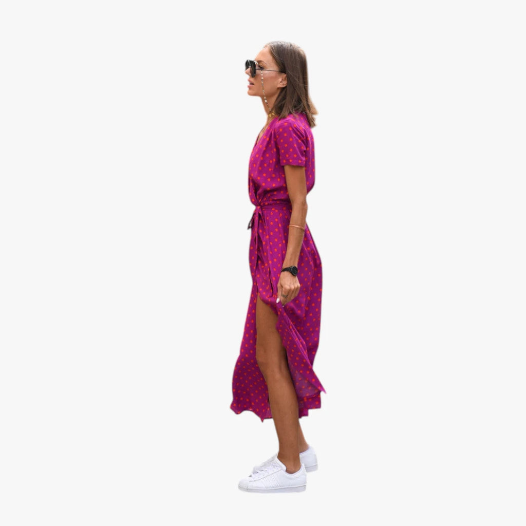 Dame Sommer Midi Smock Kjole med Slids