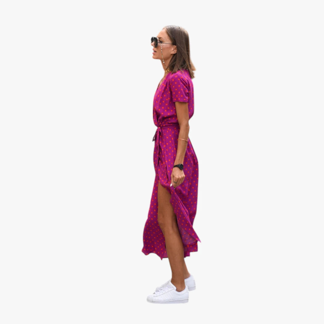 Dame Sommer Midi Smock Kjole med Slids