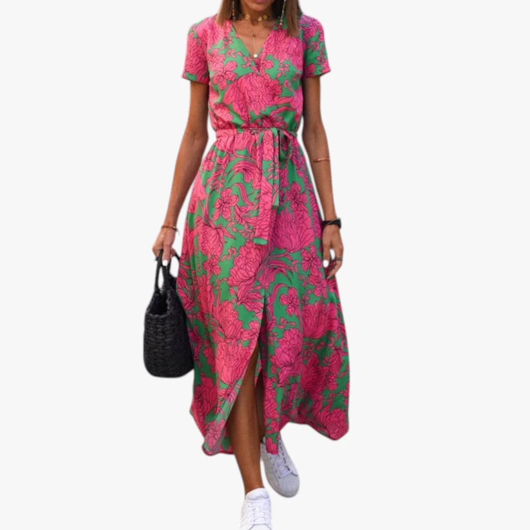 Dame Sommer Midi Smock Kjole med Slids