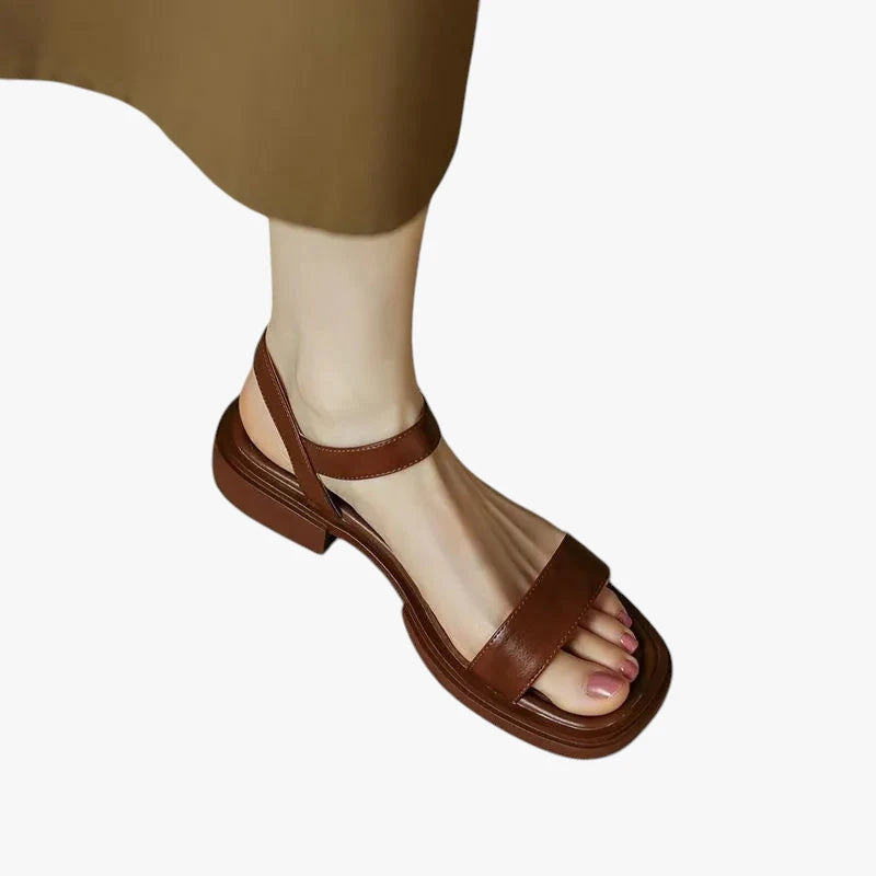 Dame Flade Sandaler med Lav Hæl og Rem