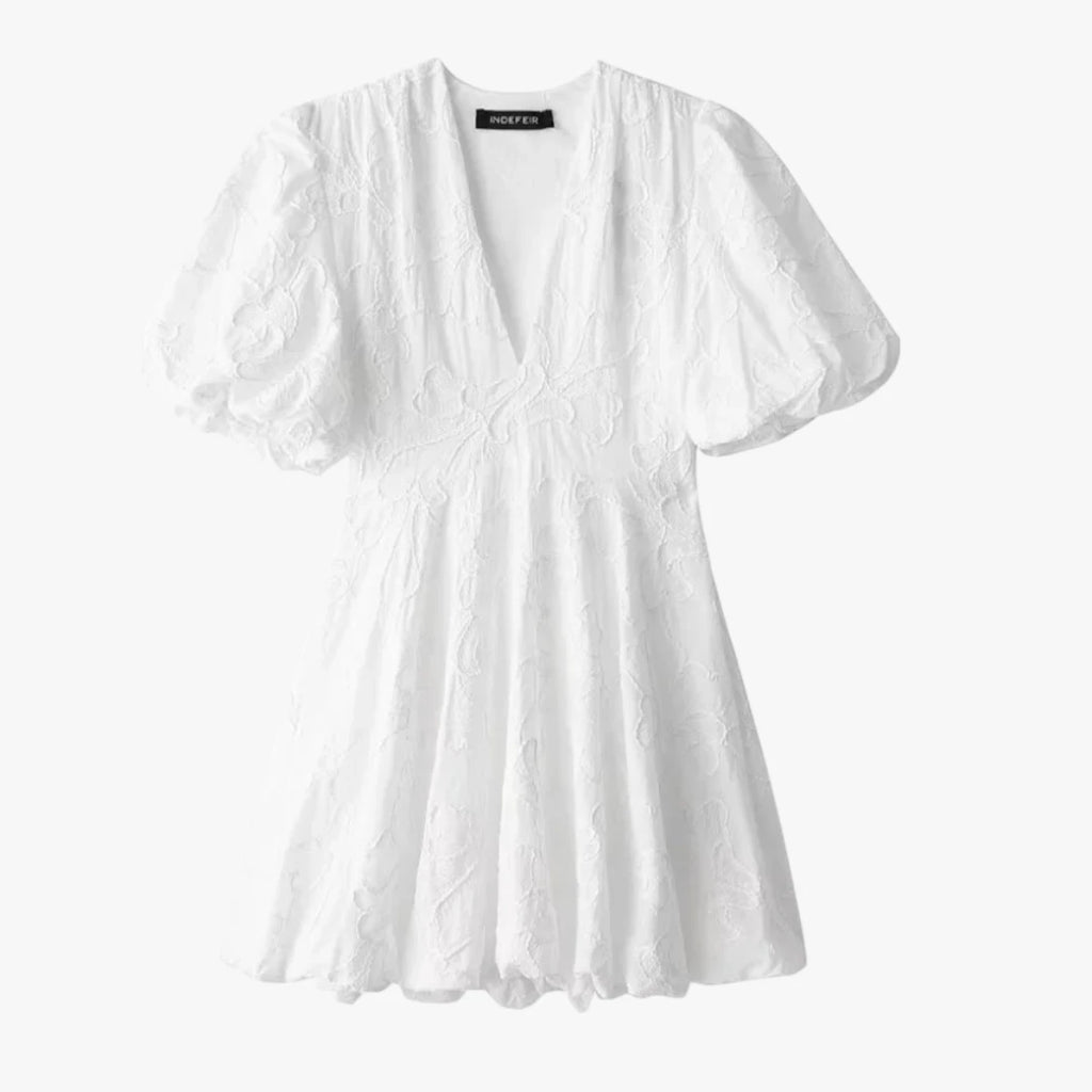 Dame Elegant Mini Sommerkjole med Pufærmer