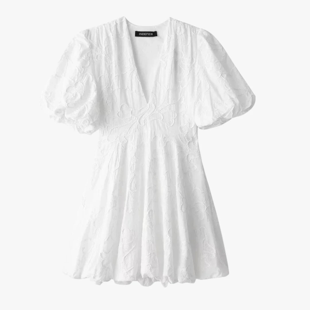 Dame Elegant Mini Sommerkjole med Pufærmer