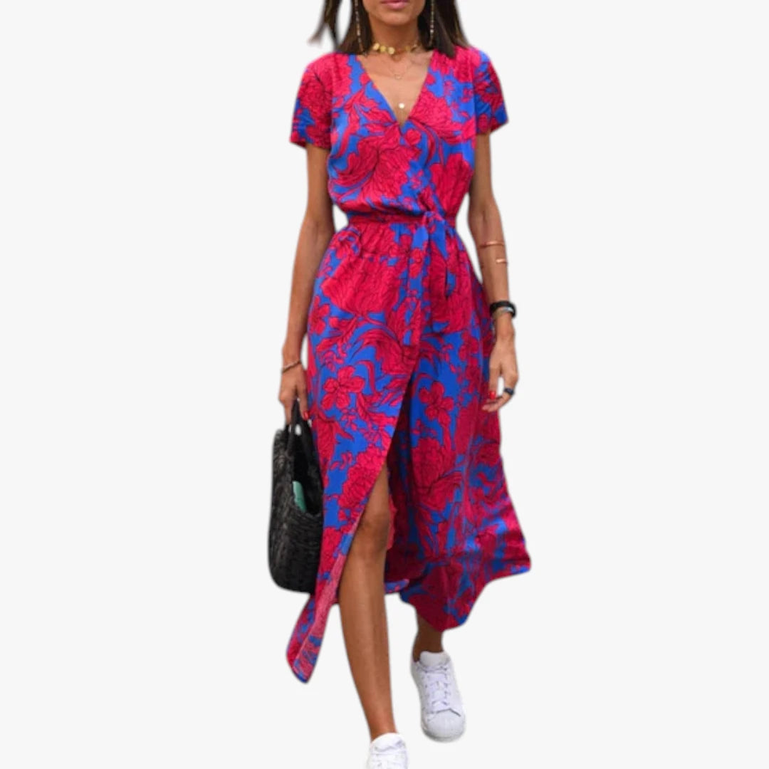 Dame Sommer Midi Smock Kjole med Slids