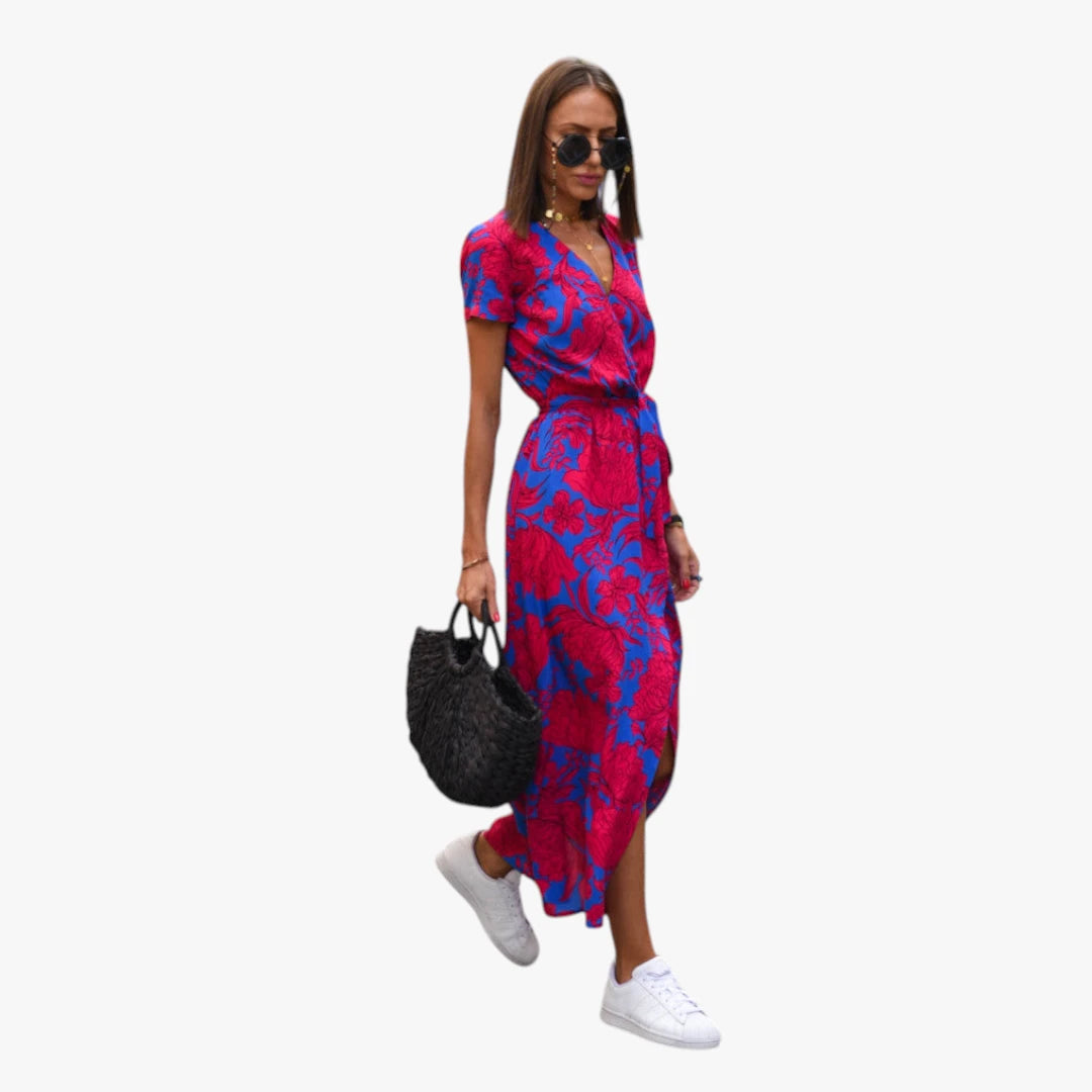 Dame Sommer Midi Smock Kjole med Slids