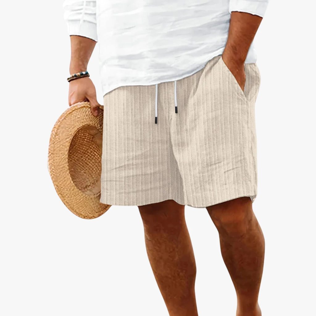 Herre Knælange Shorts med Knapper og Sidelommer