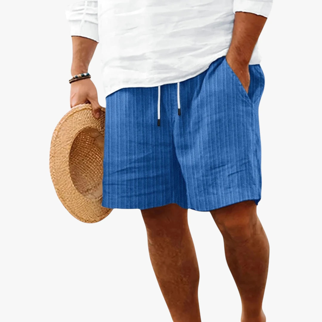 Herre Knælange Shorts med Knapper og Sidelommer