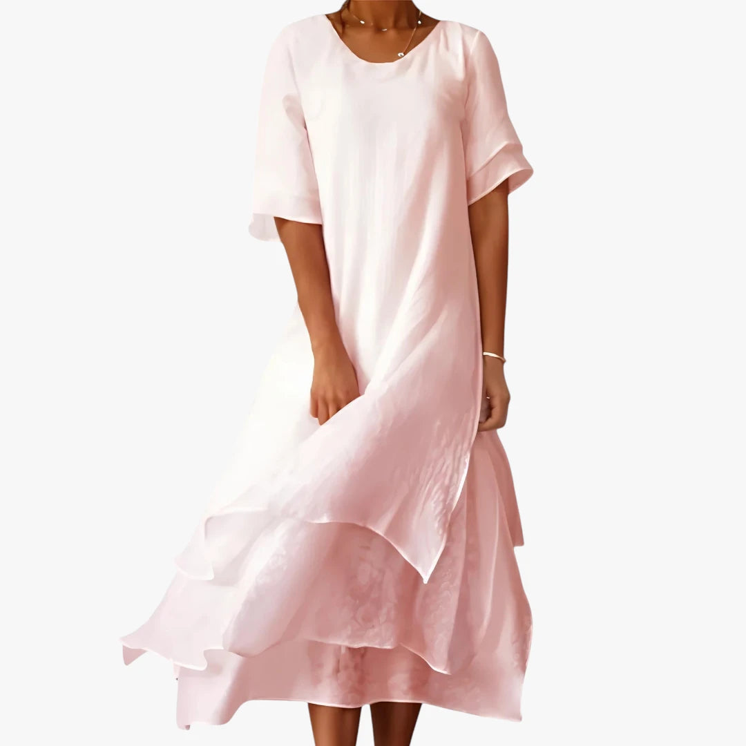 Dame Elegant Midi Sommerkjole med Løse Ærmer