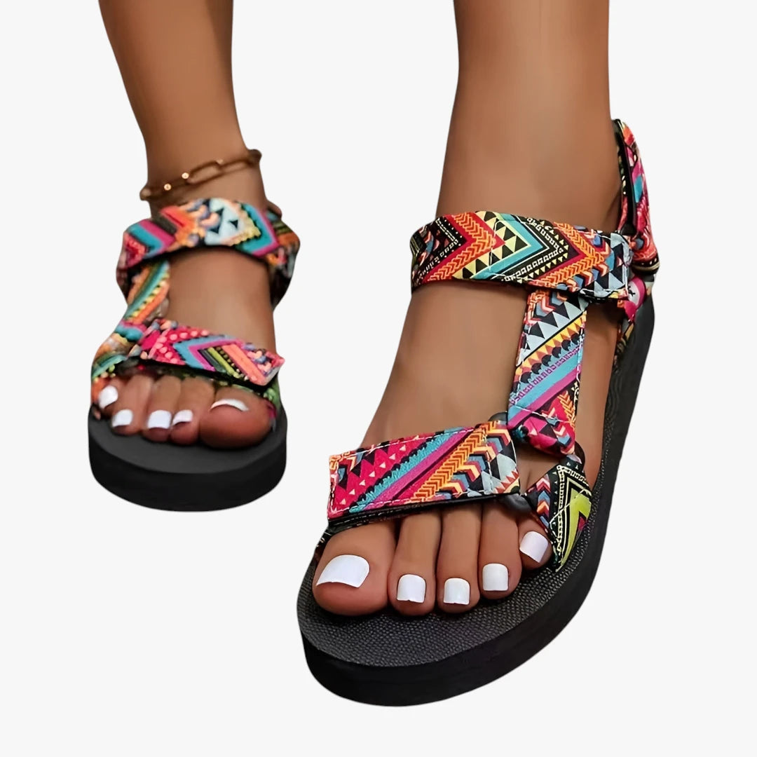 Dame Sunde Plateau Sandaler med Velcro og Rem
