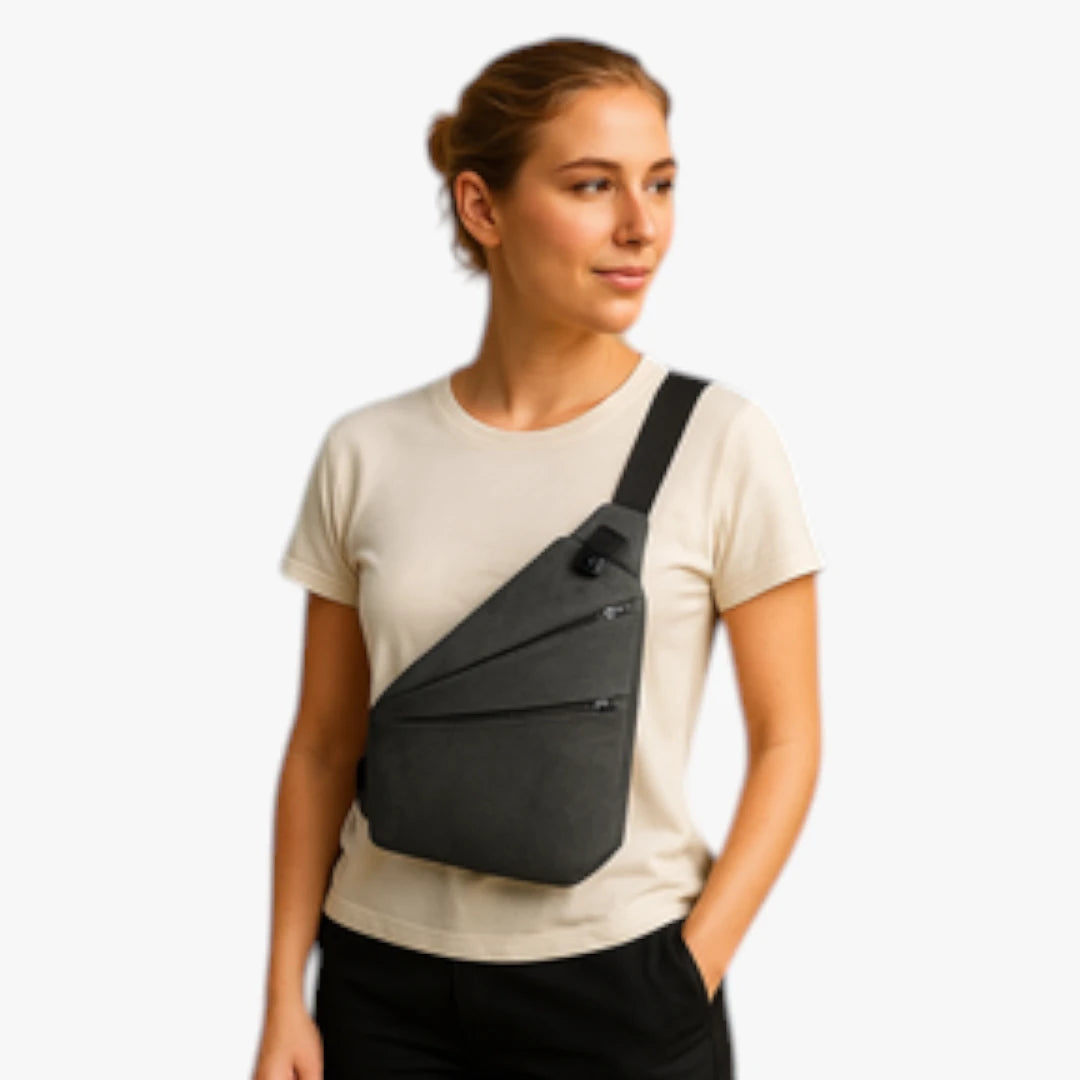Lille Crossbody Taske med Lynlås og Mange Rum