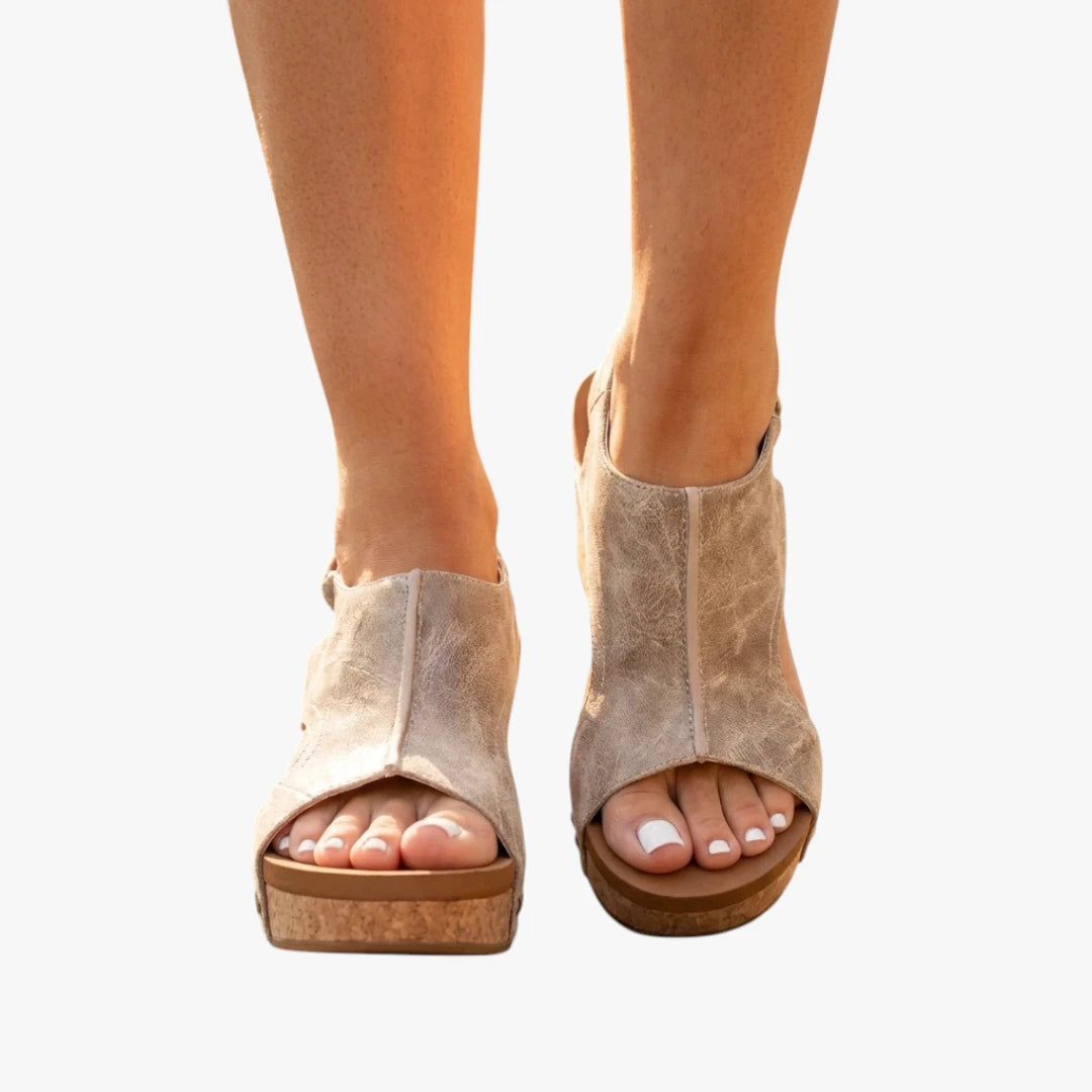 Dame Plateau Sandaler med Nitter og Velcro