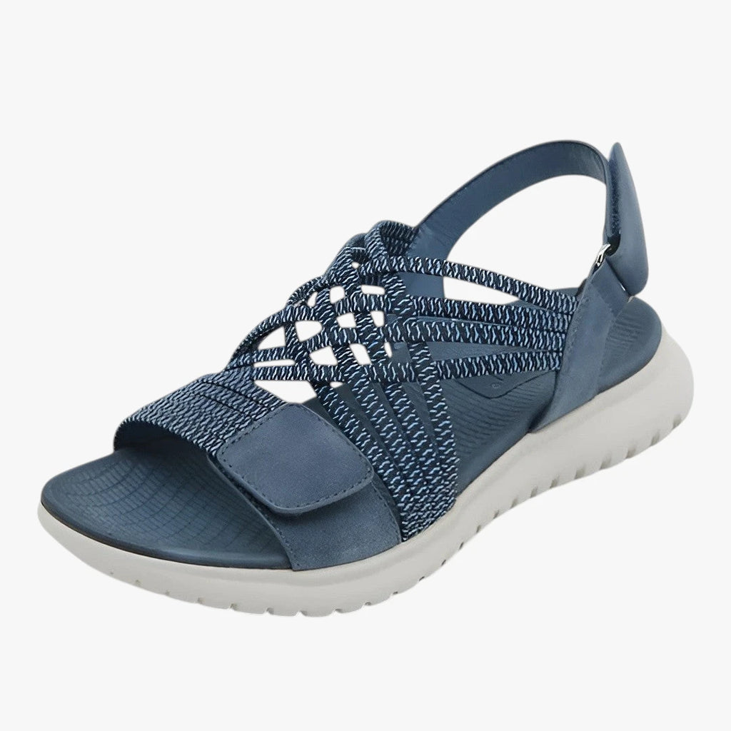 Dame Flettede Flade Sandaler med Svangstøtte og Velcro