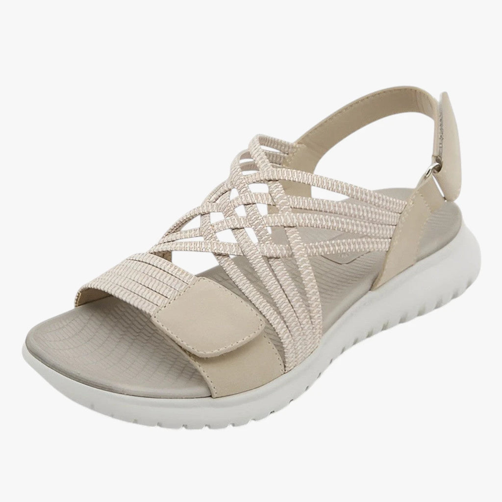 Dame Flettede Flade Sandaler med Svangstøtte og Velcro