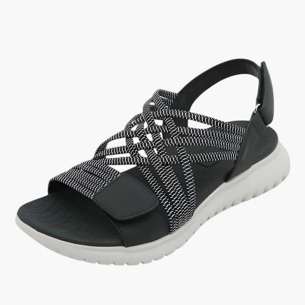 Dame Flettede Flade Sandaler med Svangstøtte og Velcro