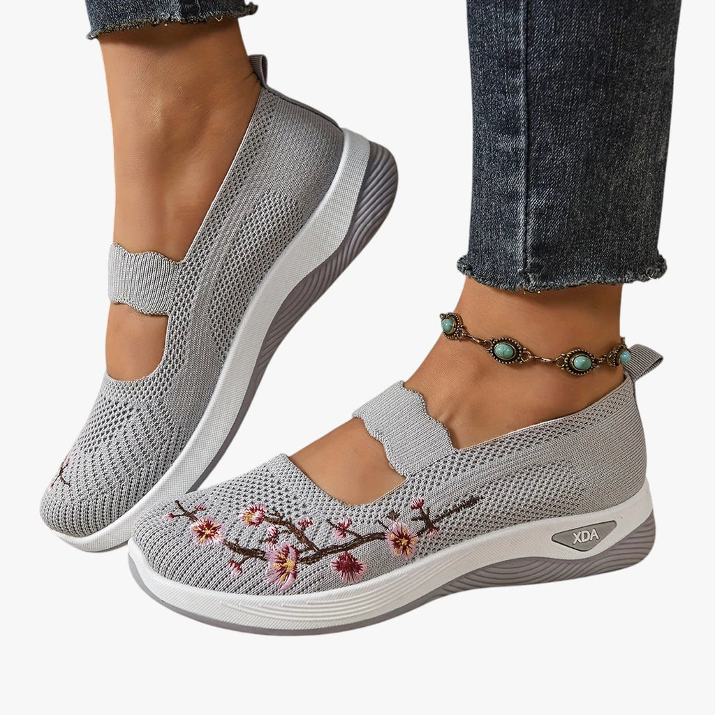 Dame Lette Slip-on Sneakers med Svangstøtte og Broderi