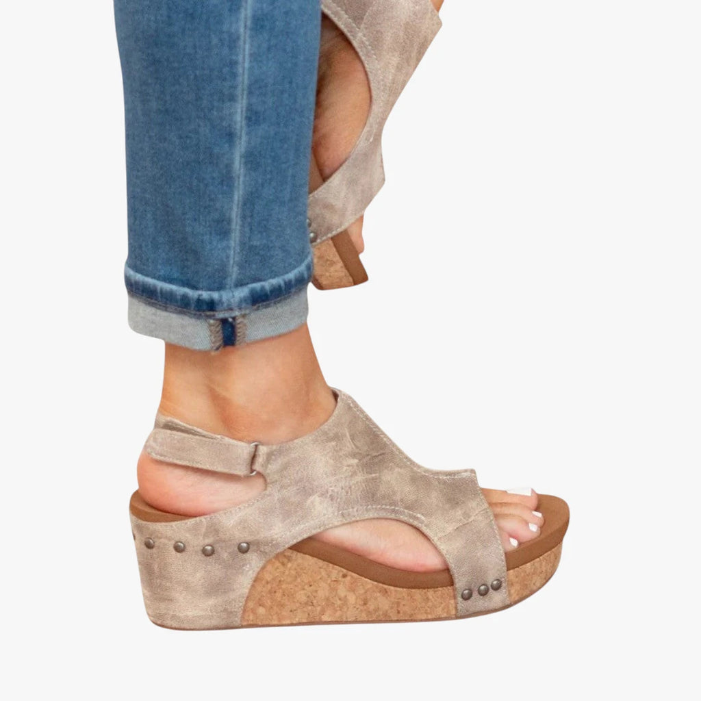 Dame Plateau Sandaler med Nitter og Velcro
