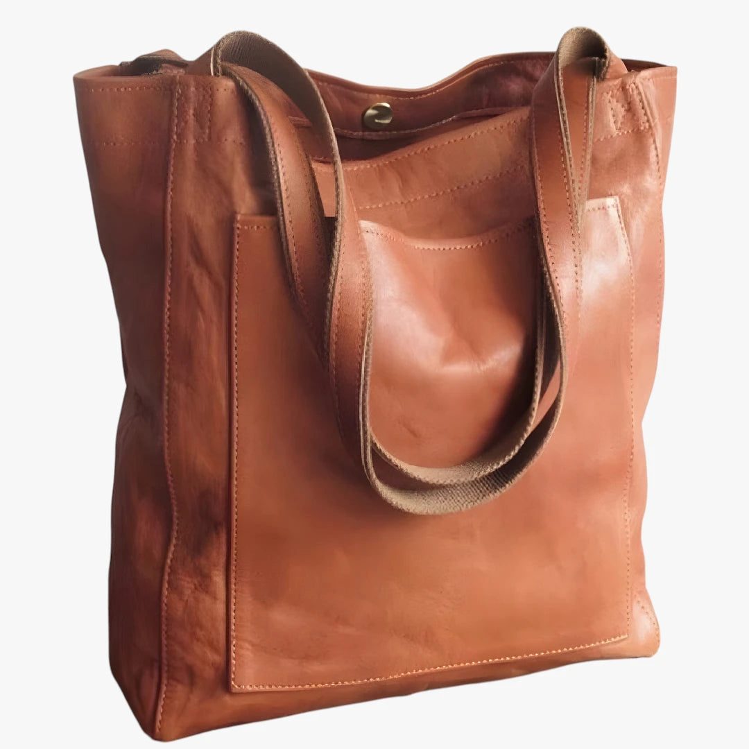 Dame Vintage Stor Skuldertaske med Lynlås og Mange Rum