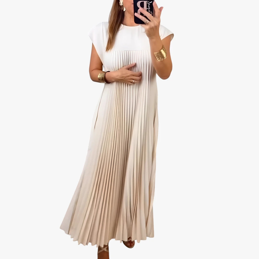 Dame Elegant Maxi Sommerkjole med Plissering