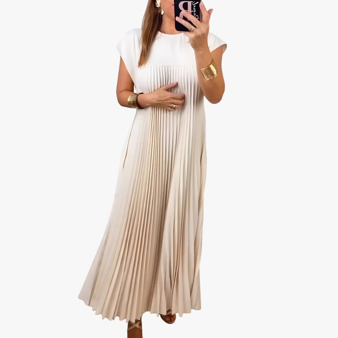 Dame Elegant Maxi Sommerkjole med Plissering