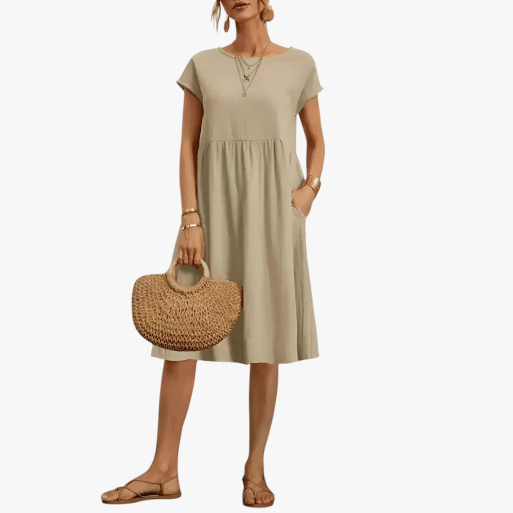 Dame Elegant Sommerkjole med Smock og Kort Snit