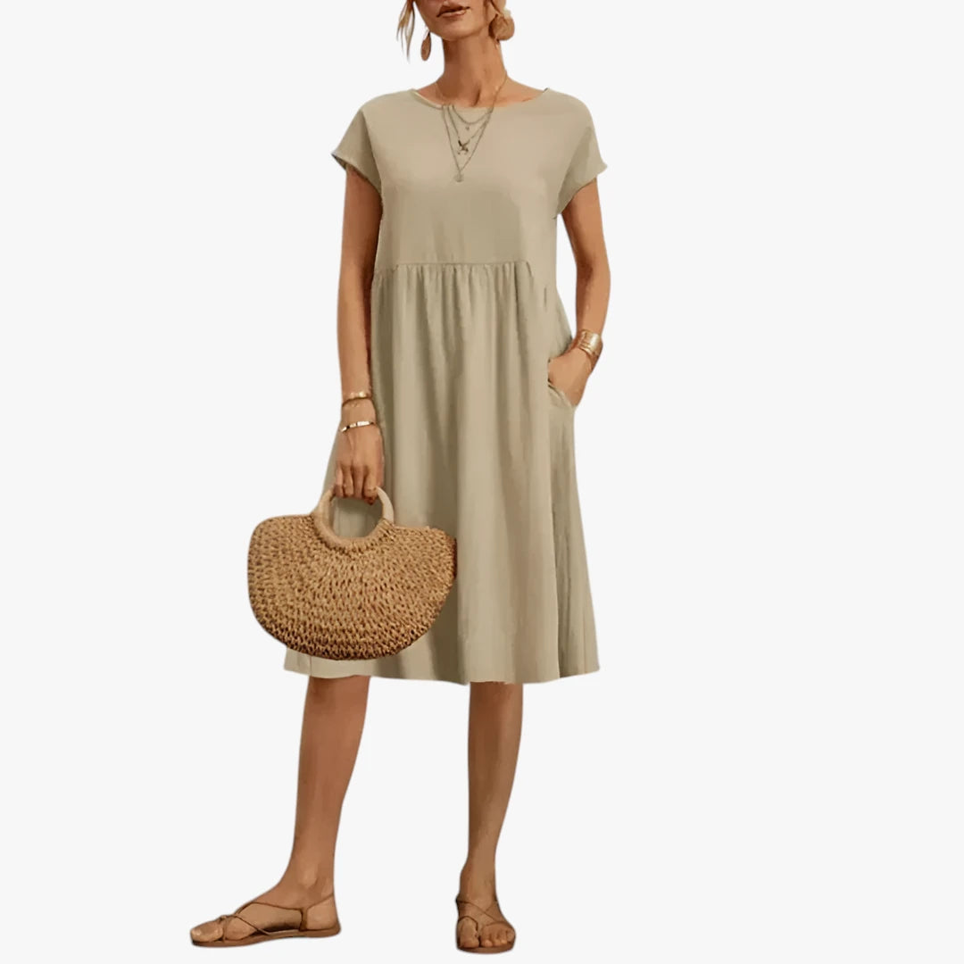 Dame Elegant Sommerkjole med Smock og Kort Snit