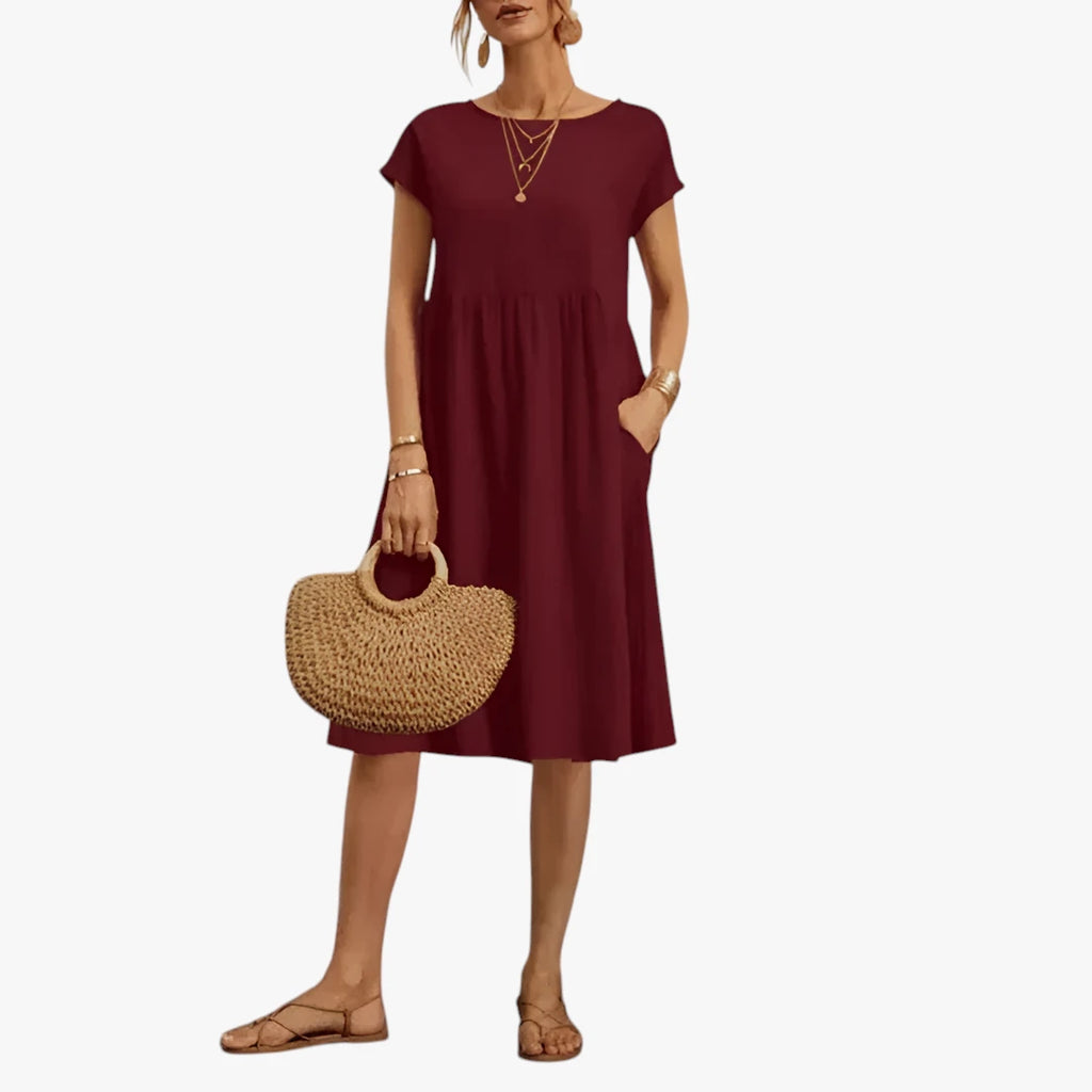 Dame Elegant Sommerkjole med Smock og Kort Snit