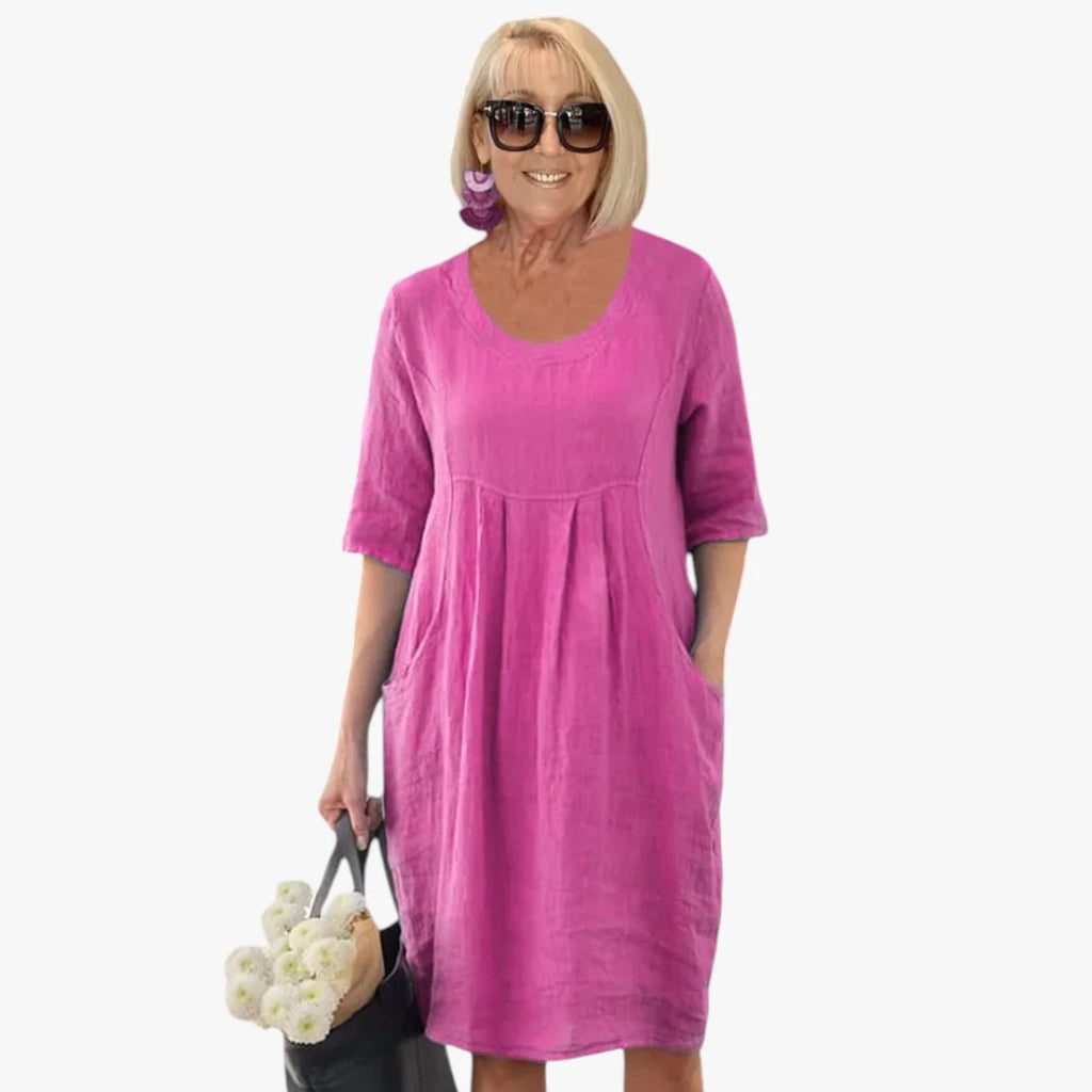 Dame Oversize Midi Sommerkjole med Lommer