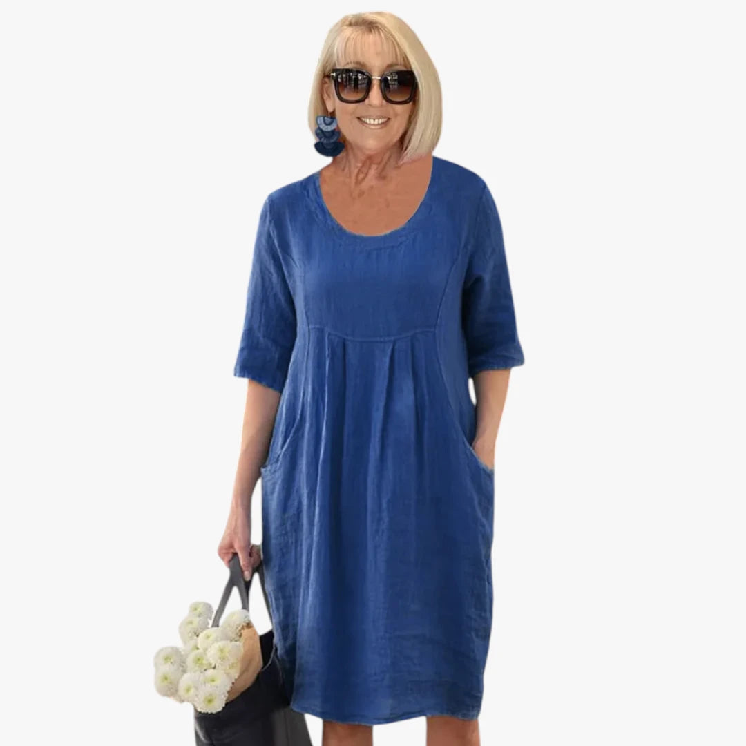Dame Oversize Midi Sommerkjole med Lommer