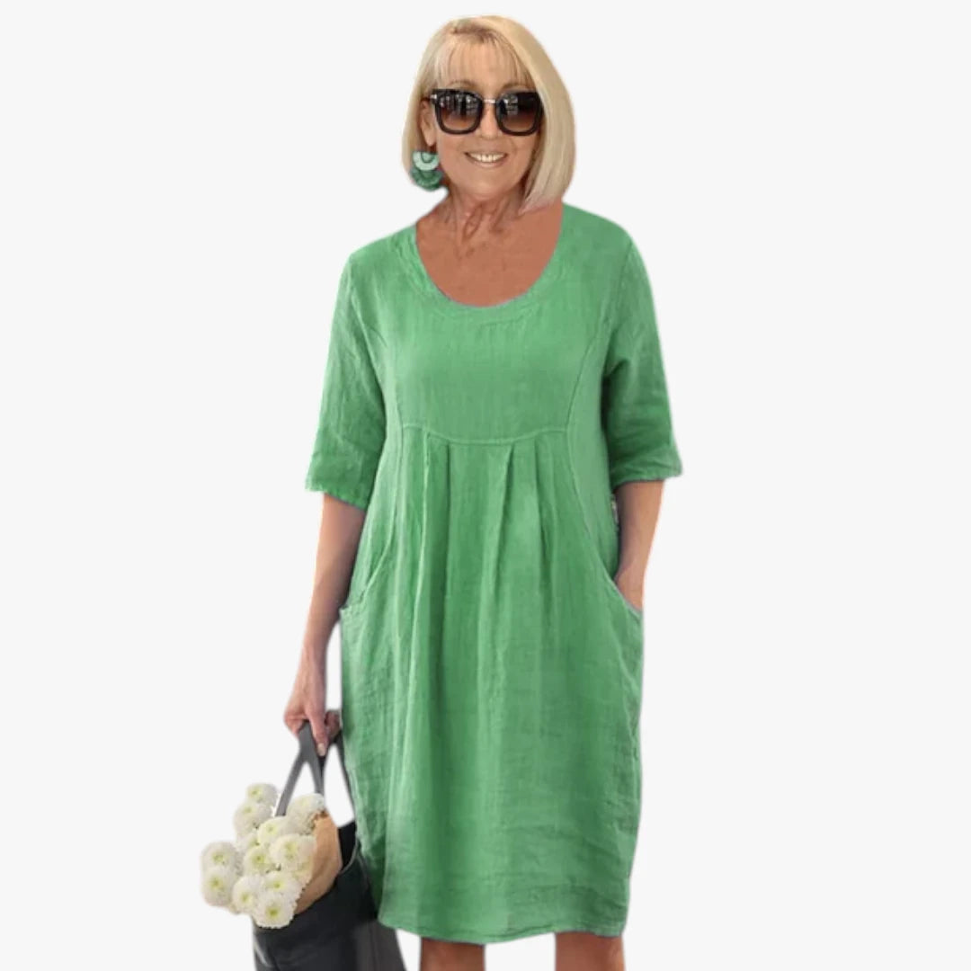 Dame Oversize Midi Sommerkjole med Lommer