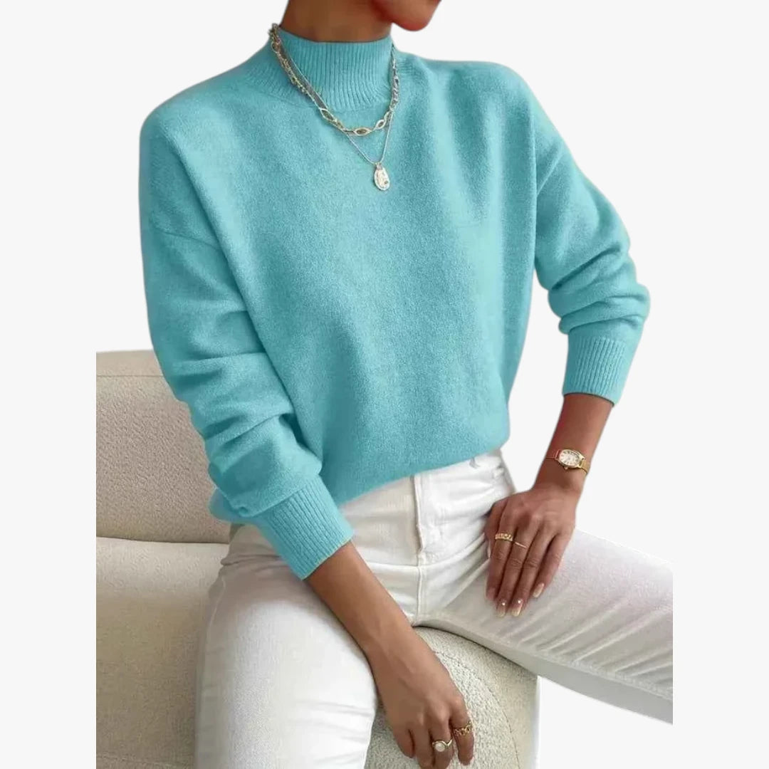 Dame Rullekrave Sweater med Løse Detaljer