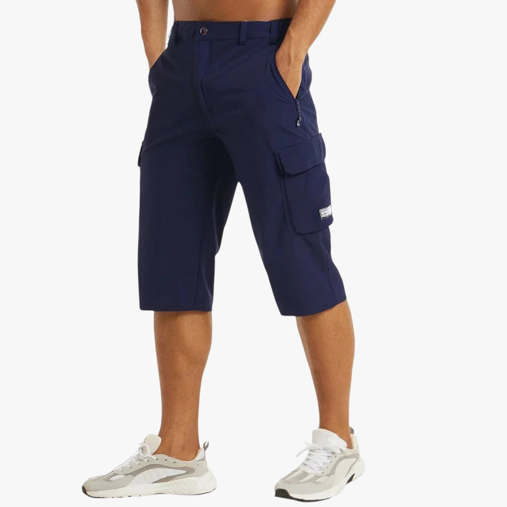 Herre Lange Cargo Shorts med Lommer og Lynlås