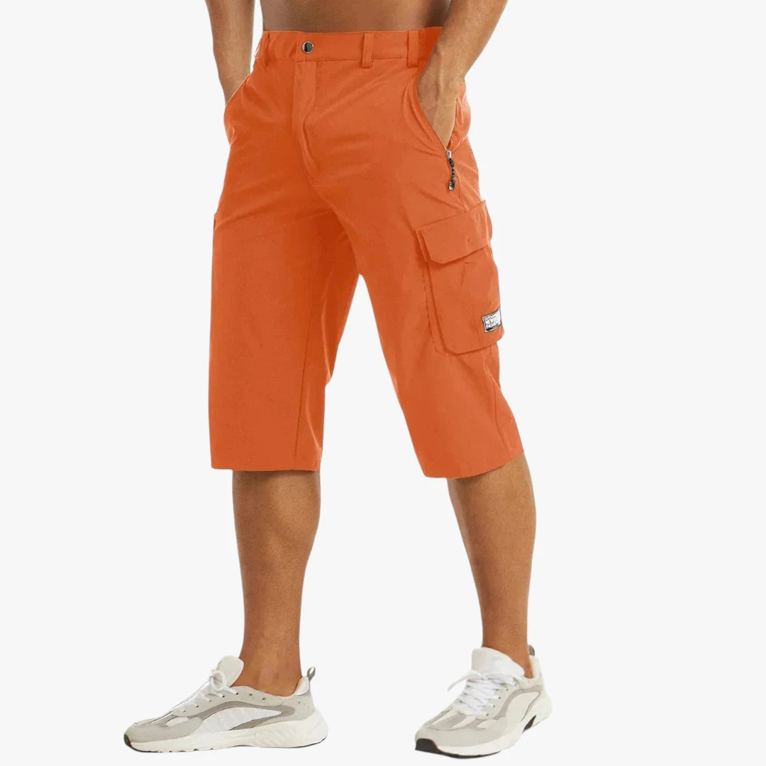 Herre Lange Cargo Shorts med Lommer og Lynlås