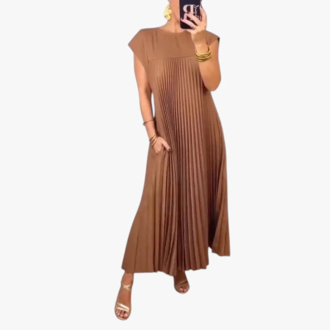 Dame Elegant Maxi Sommerkjole med Plissering