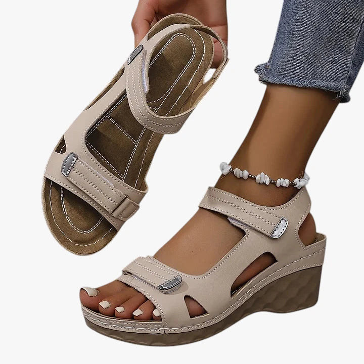 Dame Komfort Sandaler med Kilehæl og Velcro