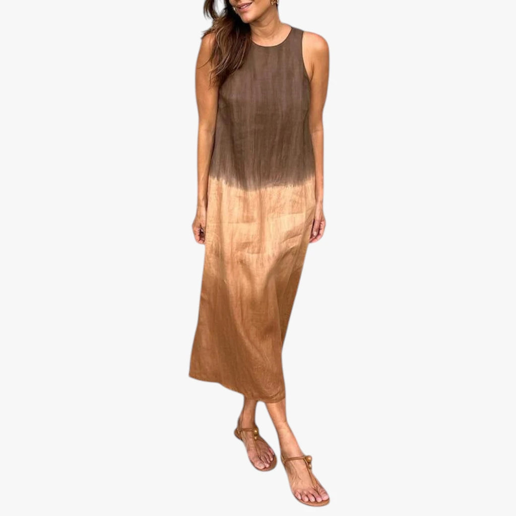 Dame Elegant Maxi Sommerkjole med Halterneck og Løs Pasform