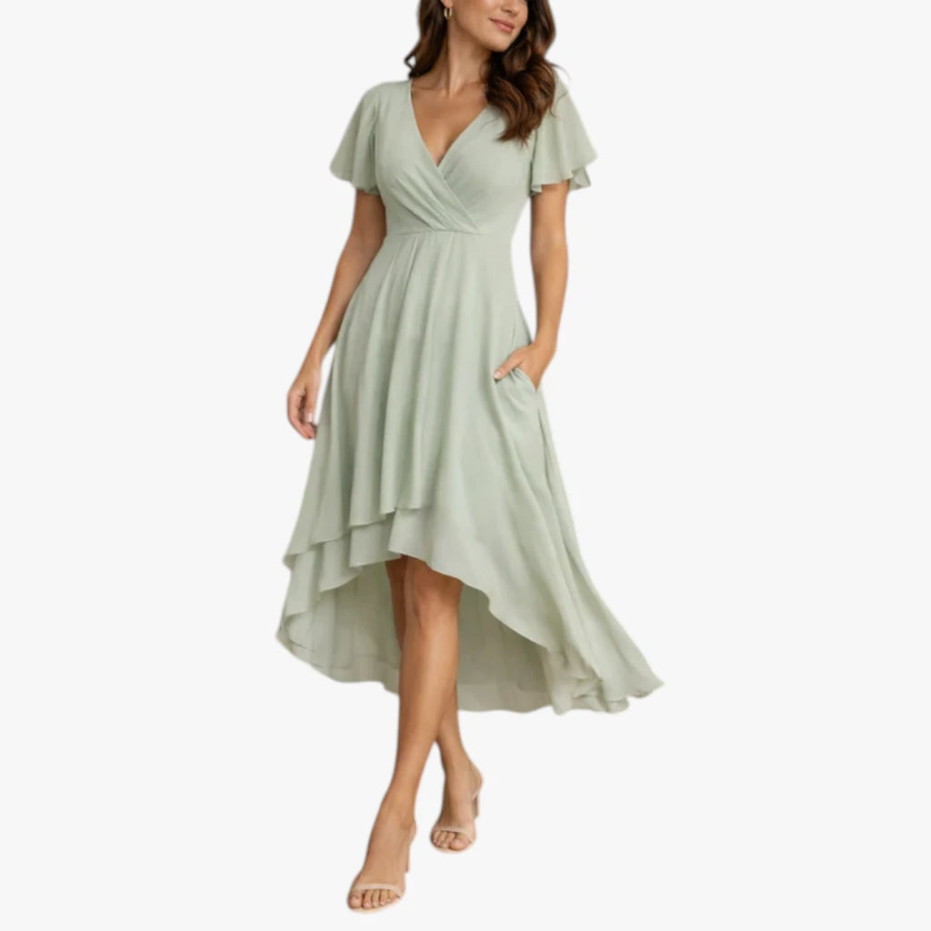 Dame Elegant Sommerkjole med Flæser