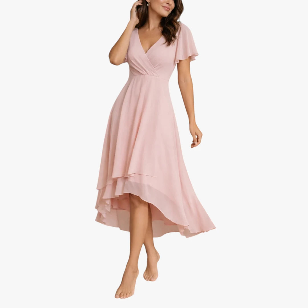 Dame Elegant Sommerkjole med Flæser