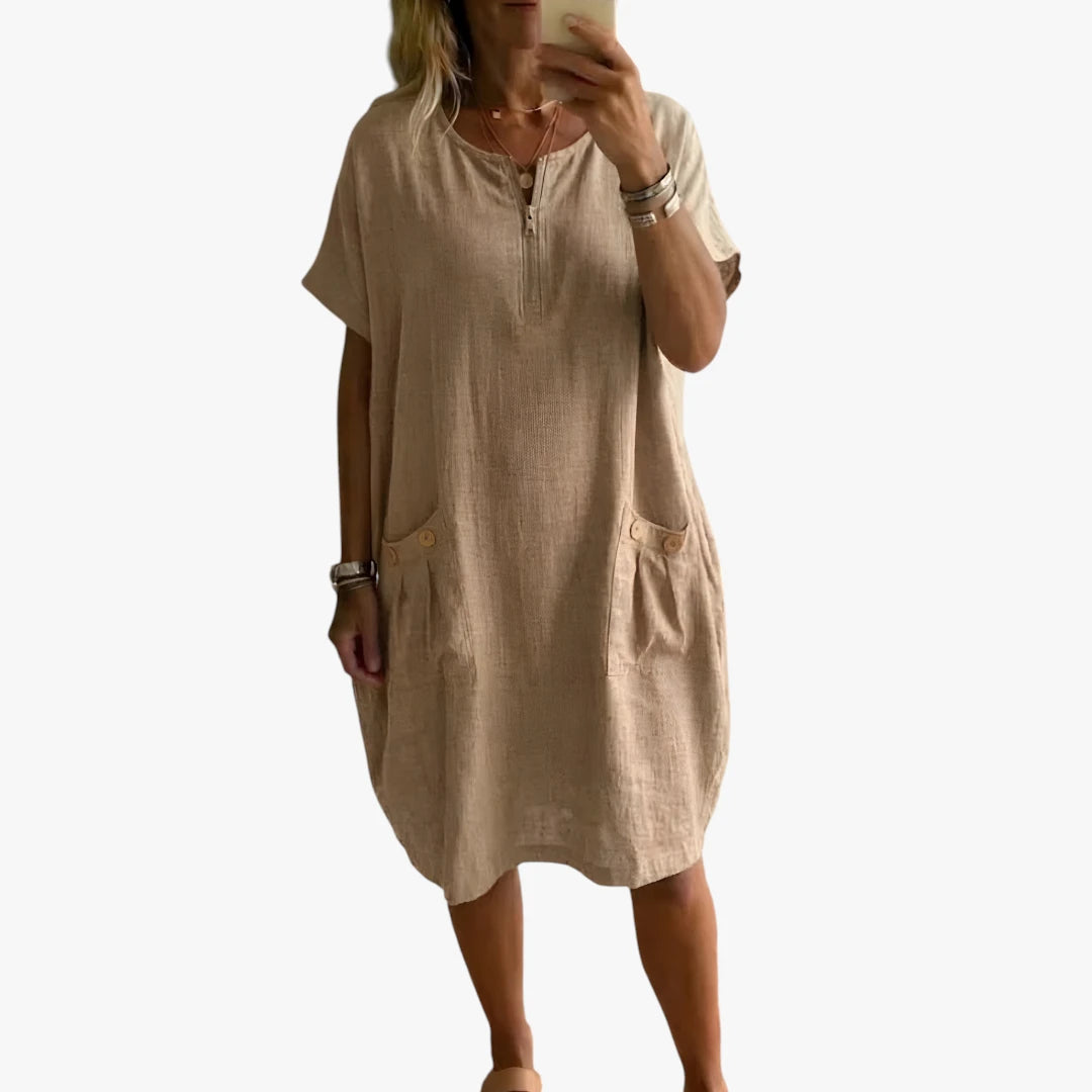 Dame Sommer Mini Kjole med V-udskæring og Knapper