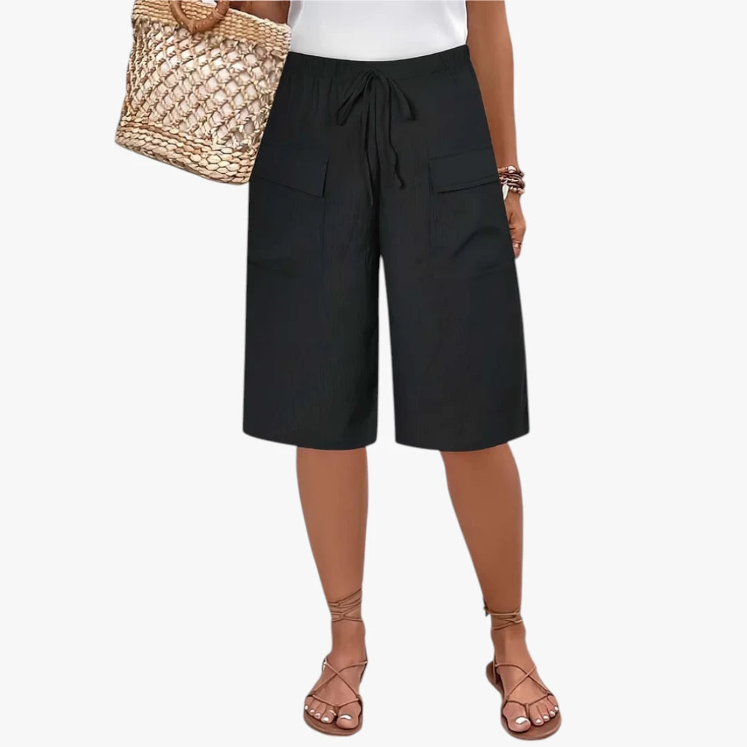 Dame Lange Løse  Shorts med Sidelommer