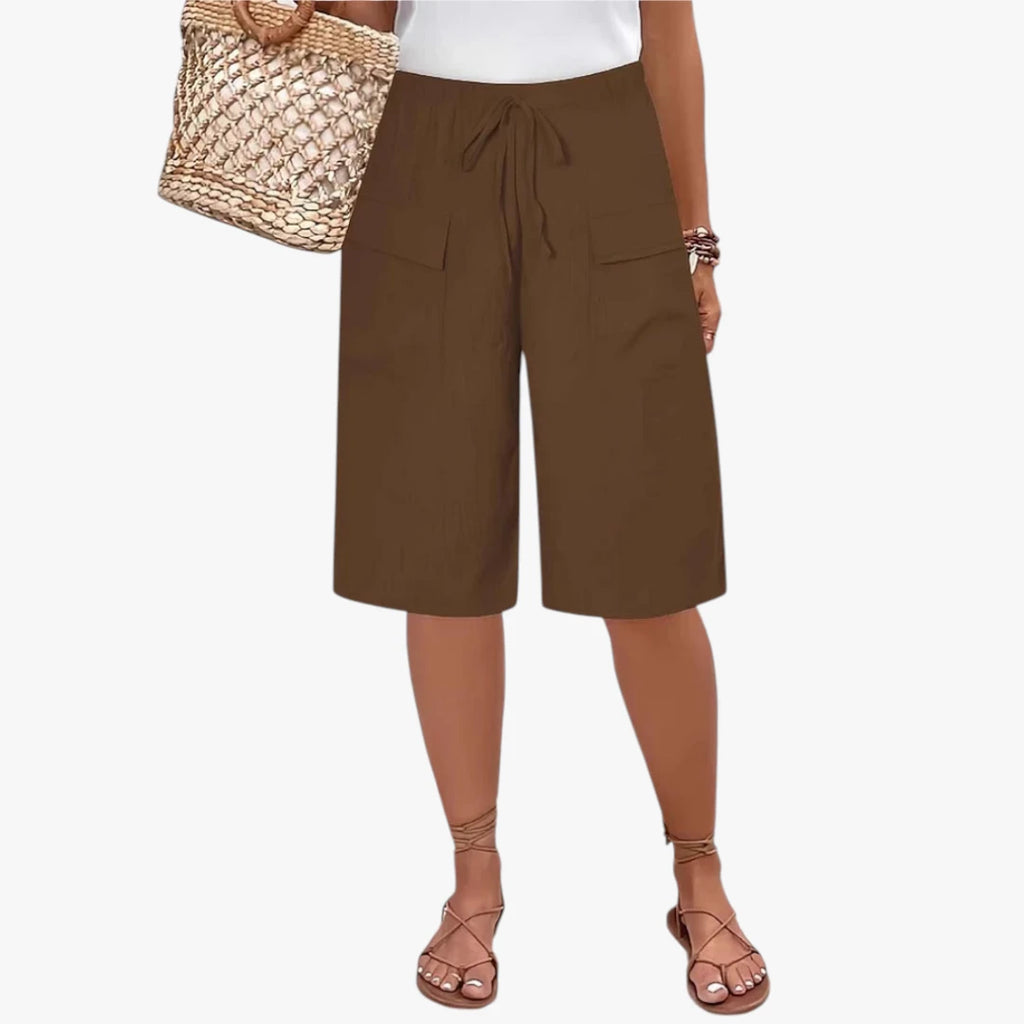 Dame Lange Løse  Shorts med Sidelommer