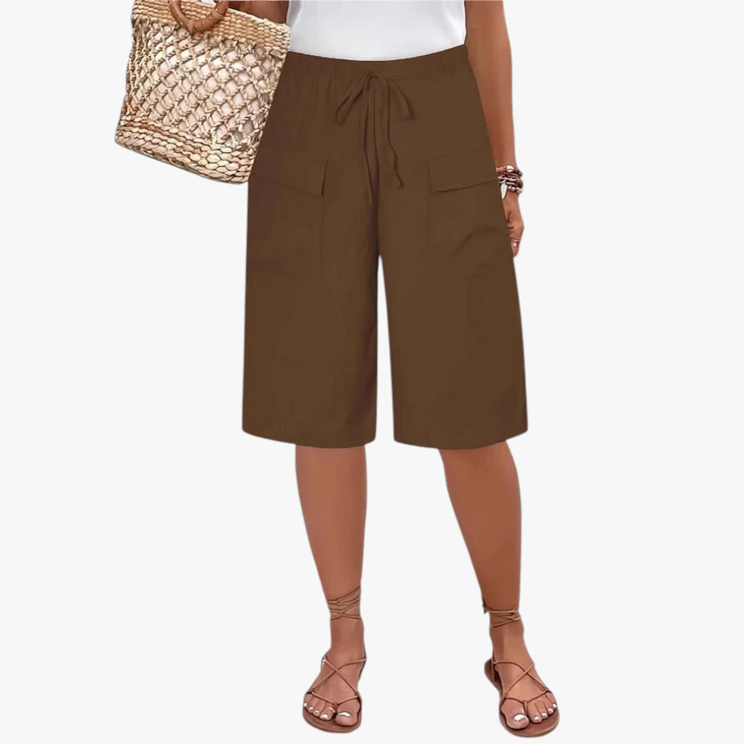 Dame Lange Løse  Shorts med Sidelommer