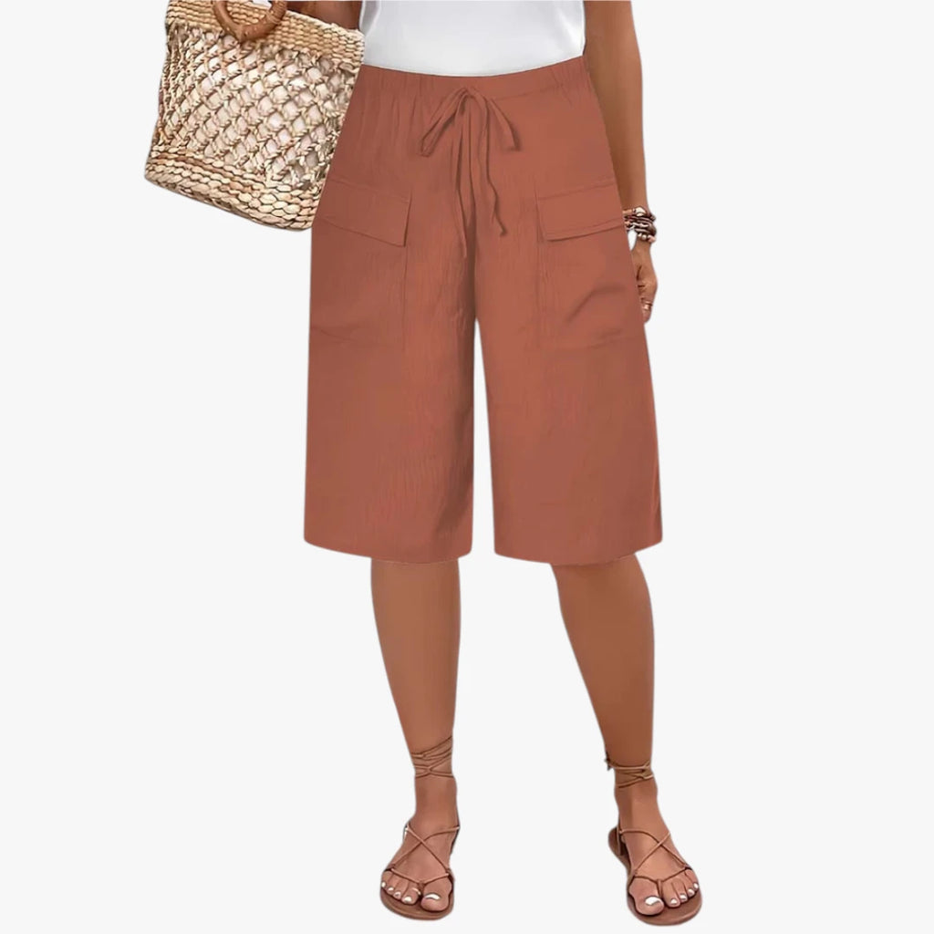 Dame Lange Løse  Shorts med Sidelommer