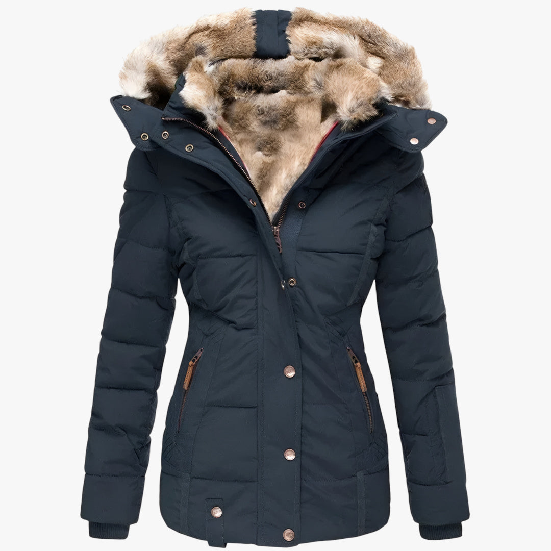 Dame quiltet hætte jakke | Dynejakke