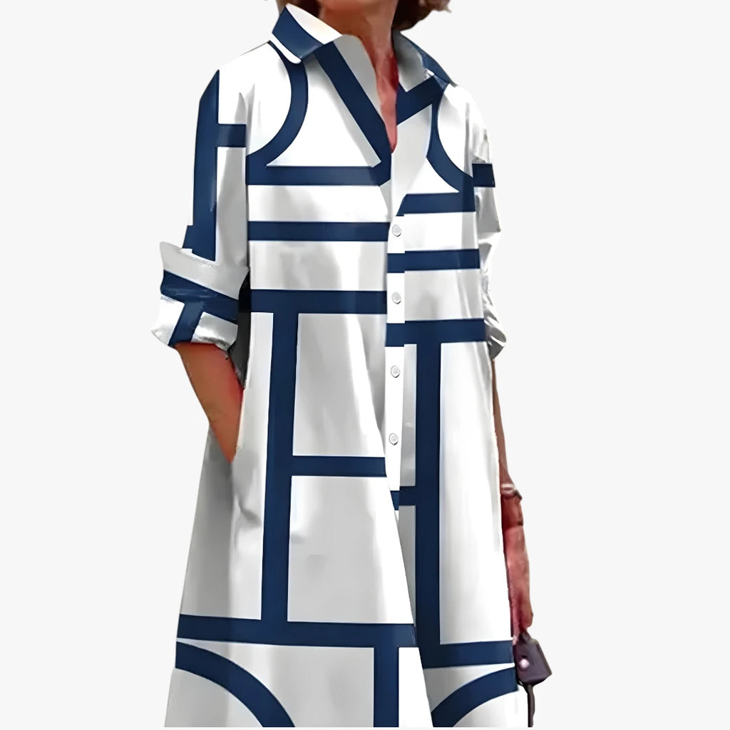 Dame Elegant Midi Sommerkjole med Krave