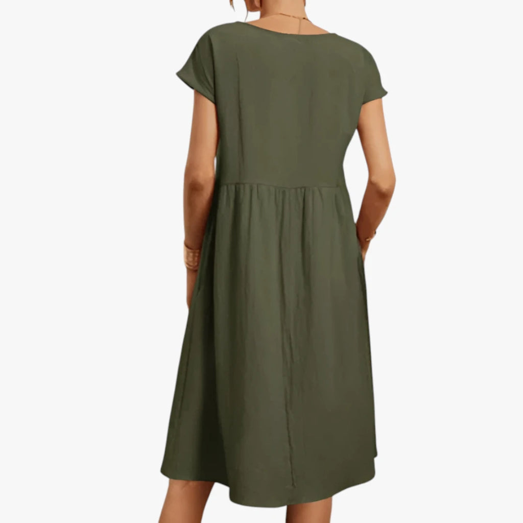 Dame Elegant Sommerkjole med Smock og Kort Snit
