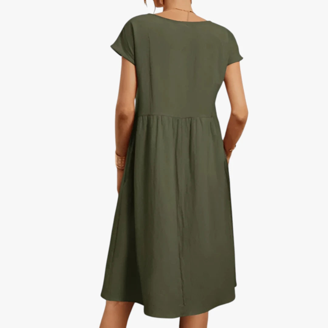 Dame Elegant Sommerkjole med Smock og Kort Snit